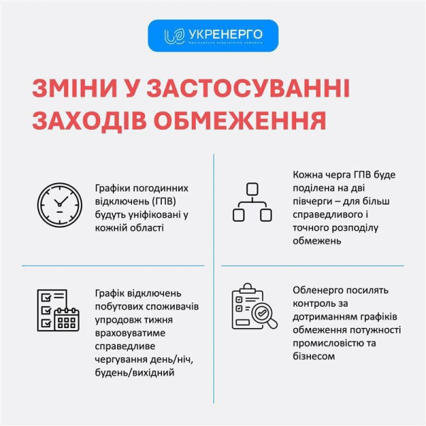 В Украине введены новые принципы применения графиков почасовых отключений света – Укрэнерго