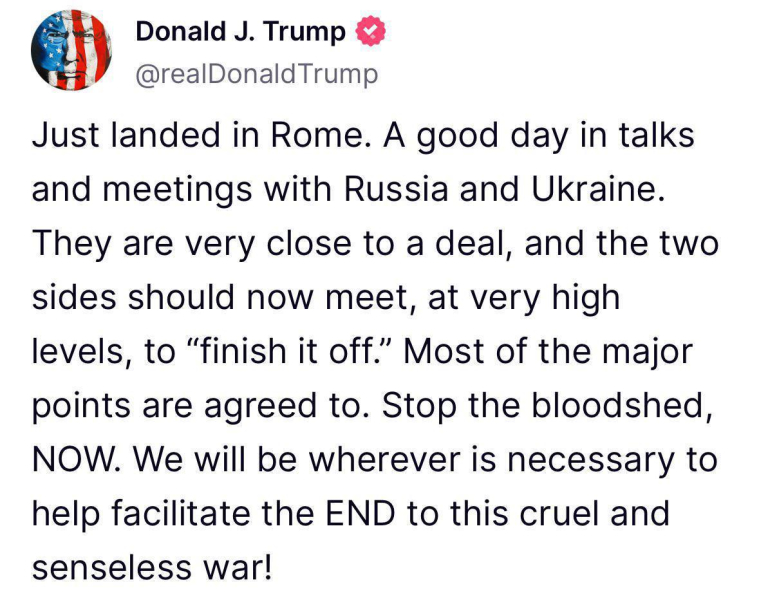 ​Трамп призвал Украину и РФ провести срочную встречу "на самом высоком уровне"