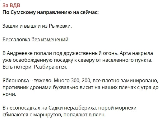 "Морпехи теряются в лесах, дроны "висят на плечах"", — Z-канал о том, как ВСУ бьют врага на Сумщине