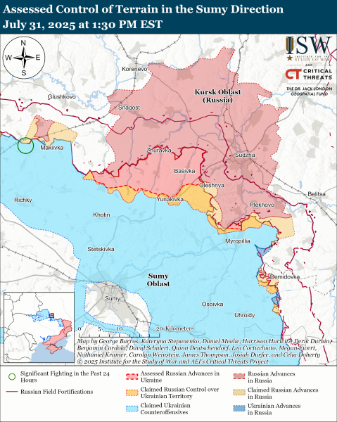​Армия Путина попала в тактическое окружении в районе Юнаковки: в ISW рассказали об успехах ВСУ на Сумщине