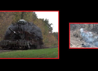 Украинские военные уничтожили уродливый российский «танк-мусоровоз» с помощью дронов