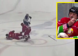 Курьез на льду: Лукашенко сбили с ног во время хоккейного матча