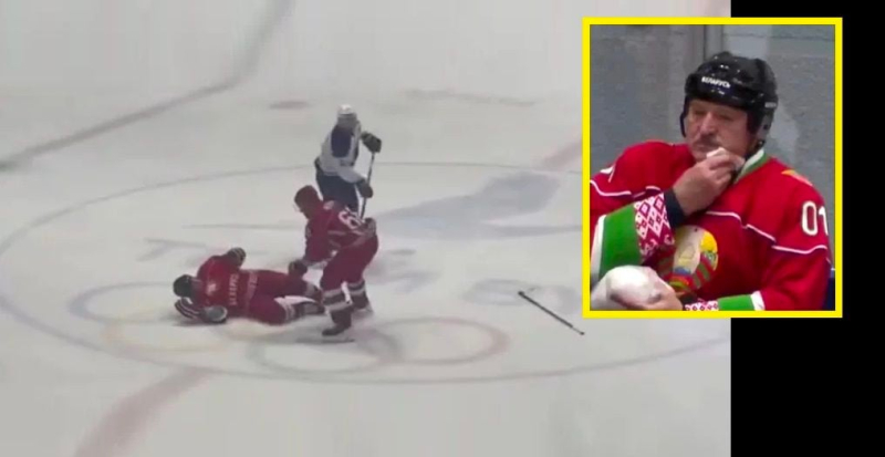 Лукашенко упал и ударился об лед на хоккейном матче: все попало на видео