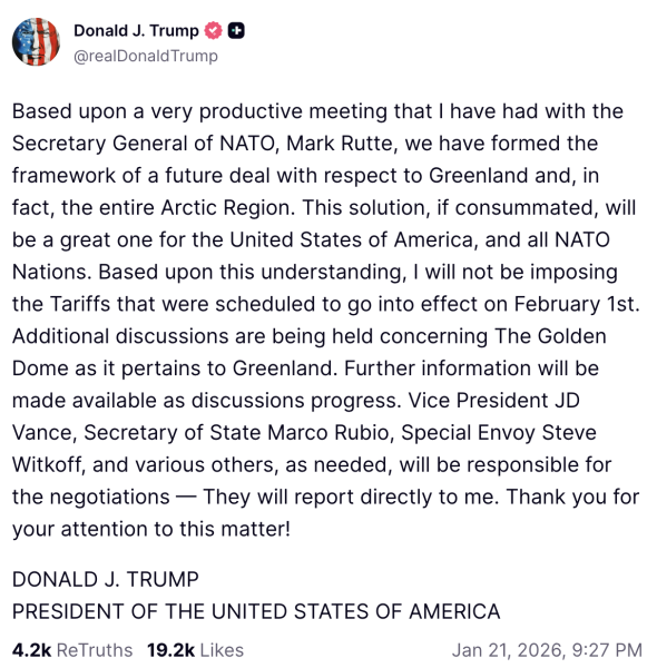 Трамп отменил пошлины и раскрыл новый проект по Гренландии