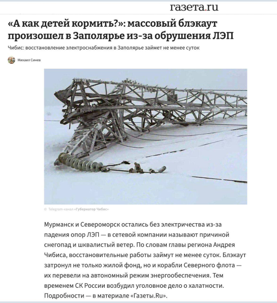 Последствия энергетического коллапса