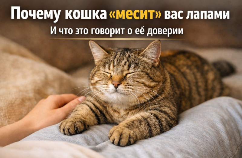Кошка, мнущая лапами