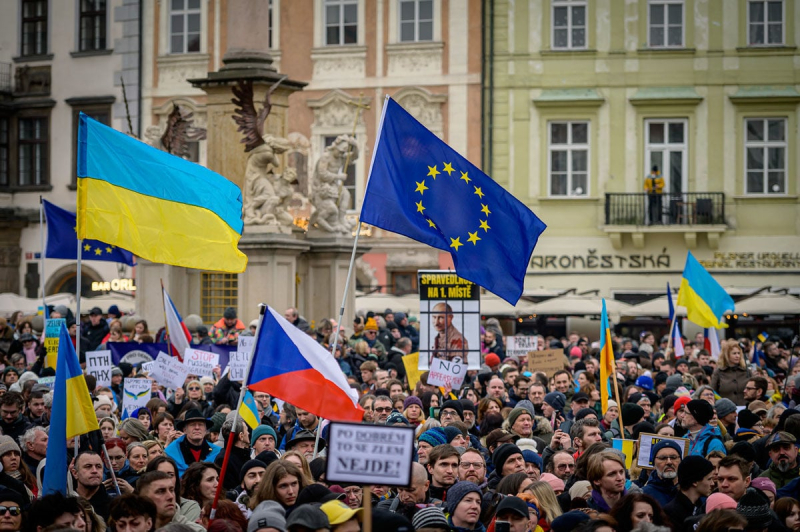 Президент Чехии на митинге в поддержку Украины