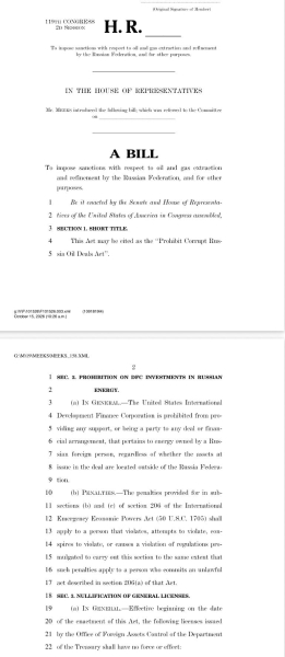 В Конгресс США внесен законопроект, запрещающий дизельную сделку Трампа с Путиным